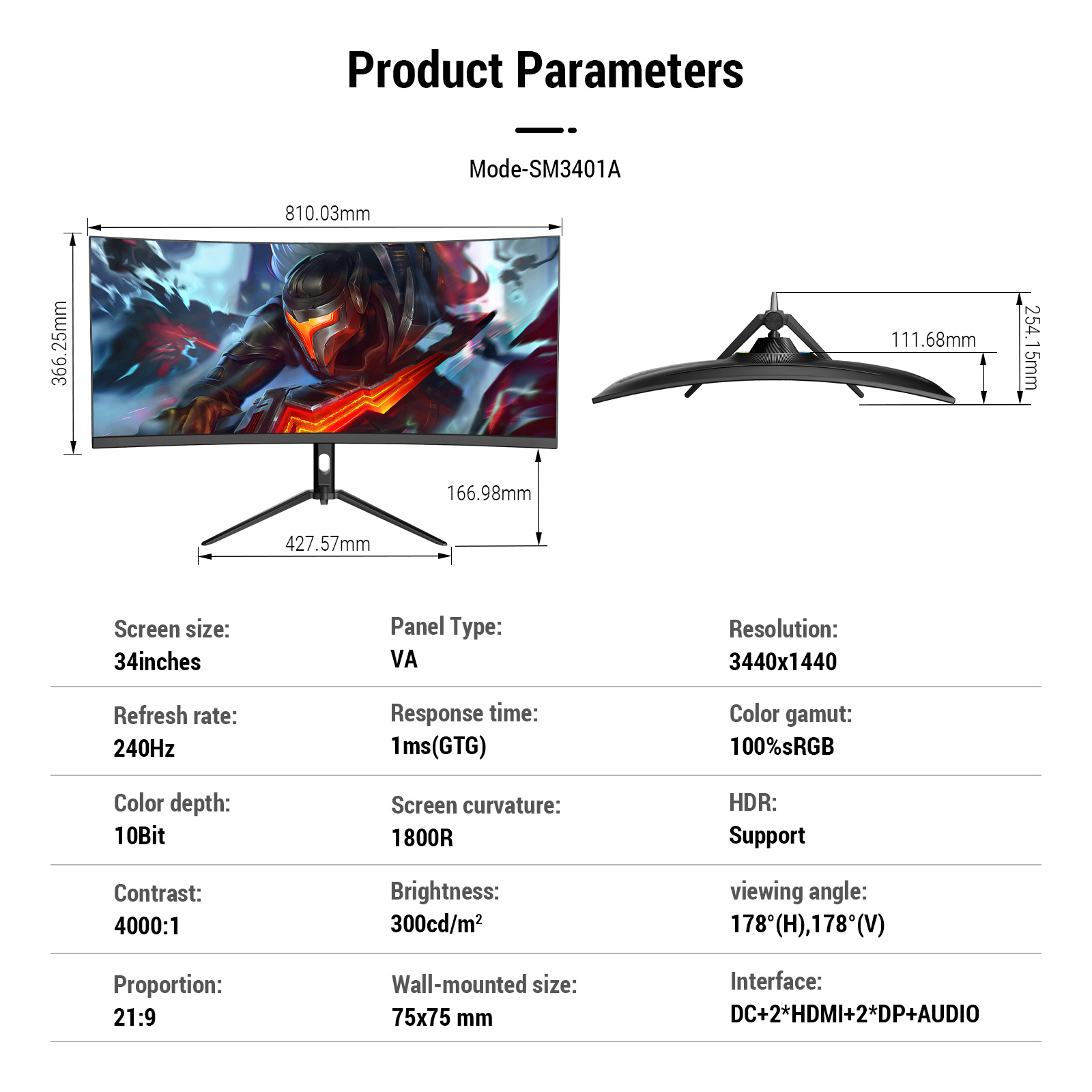 شاشة عرض 34 بوصة 4K منحنية، شا - مراجعة Pc Gaming Ultrawide Monitor وسعره