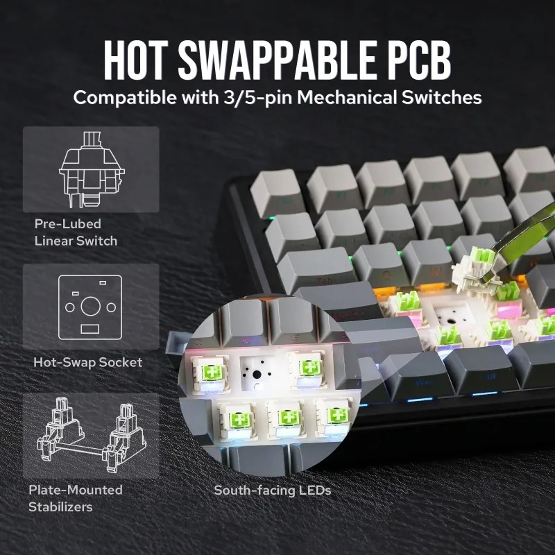 لوحة مفاتيح ميكانيكية AULA F75 - مراجعة Pc Gaming Keyboard وسعره