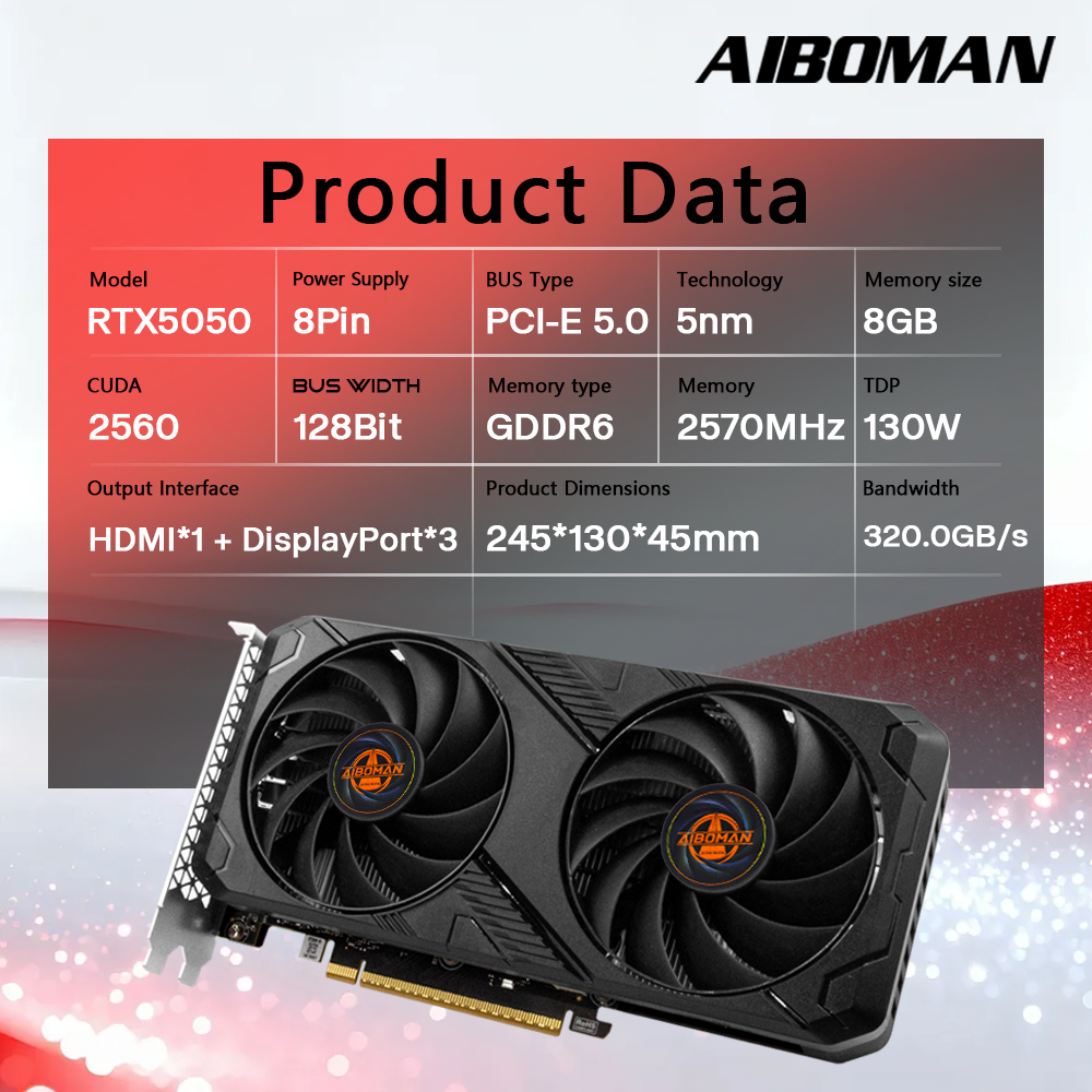 بطاقة رسومات AIBOMAN RTX5050 ب - مراجعة Pc Gaming Nvidia وسعره