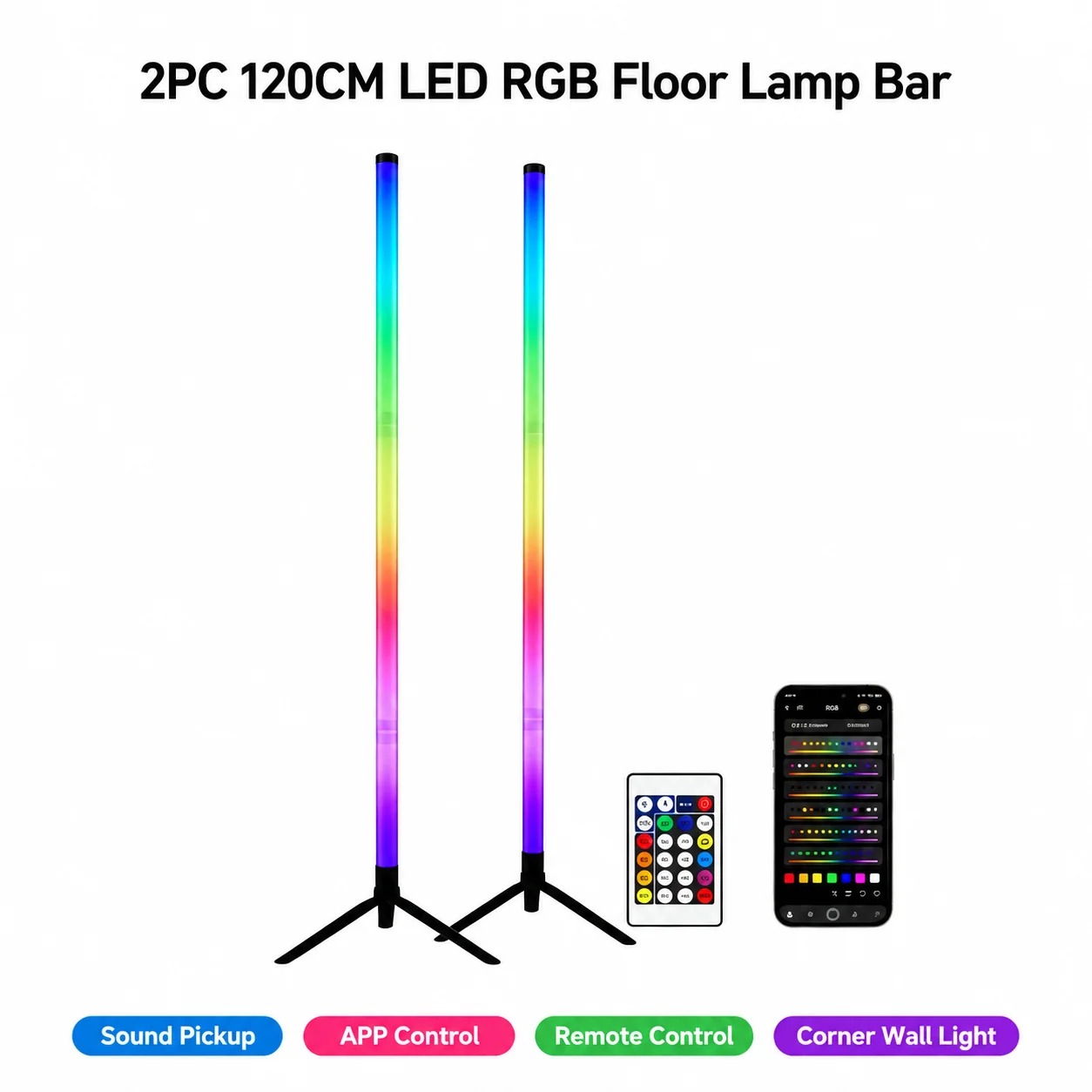 قطعتان من مصباح أرضي RGB بطول  - مراجعة Rgb Light Strip وسعره