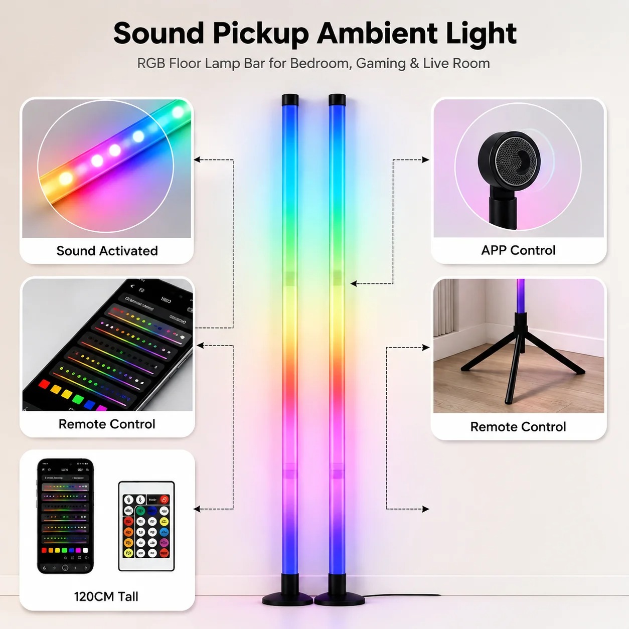 قطعتان من مصباح أرضي RGB بطول  - مراجعة Rgb Light Strip وسعره