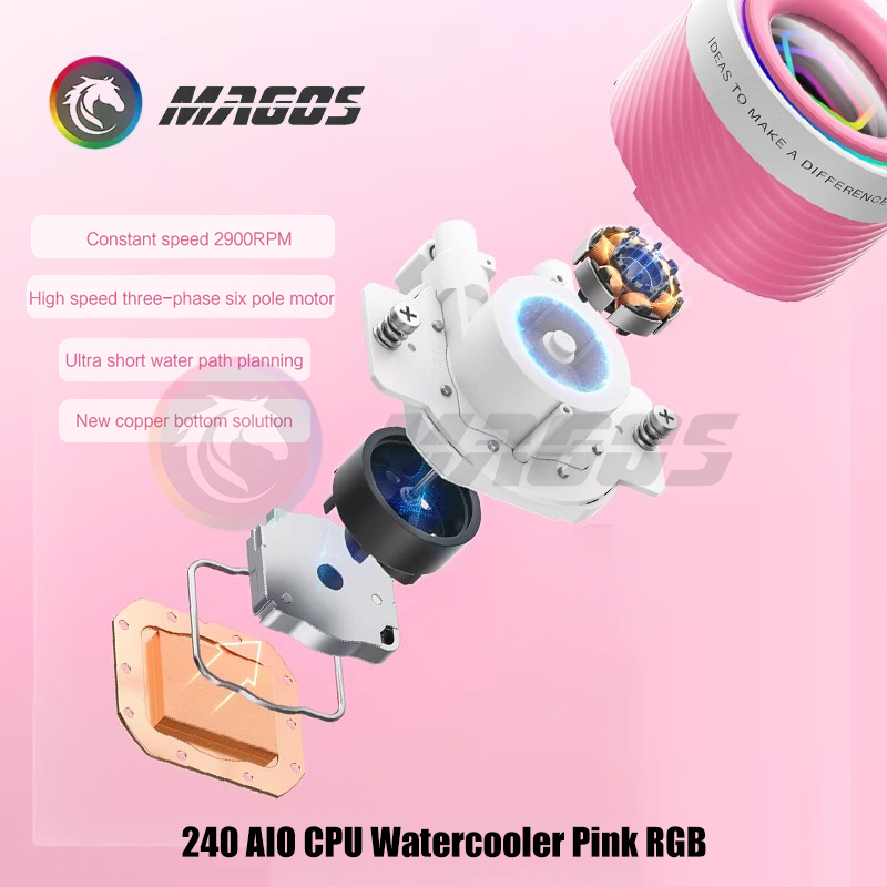 مبرد مياه 240 AIO CPU وردي RGB - مراجعة Pc Water Cooling وسعره